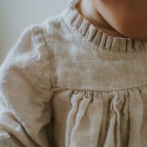 Linen dress girl, baby girl linen dress, ruffle collar dress, 1st birthday dress, girls linen clothing MADE IN AUSTRALIA image 3