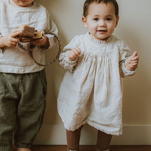 Linen dress girl, baby girl linen dress, ruffle collar dress, 1st birthday dress, girls linen clothing MADE IN AUSTRALIA