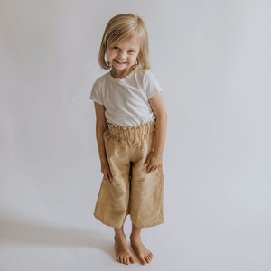 kids linen culottes with pockets, kids linen pants, baby linen clothes, linen trousers, gender neutral linen clothes 1-6yrs