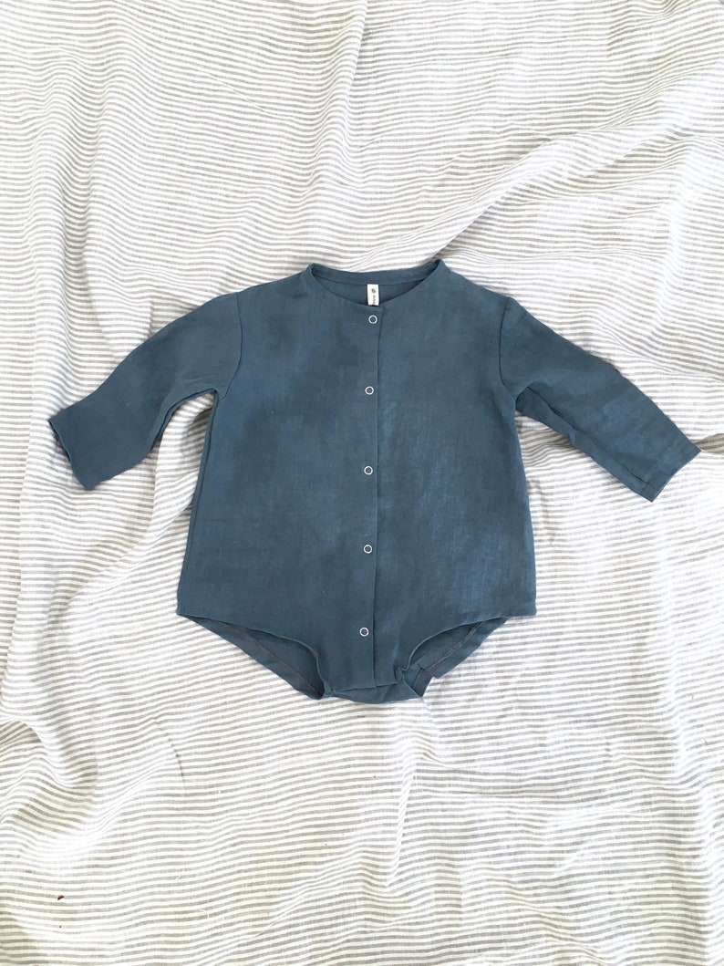 baby linen romper linen overalls baby linen playsuit newborn outfit long sleeves linen romper Linen romper 12-18m