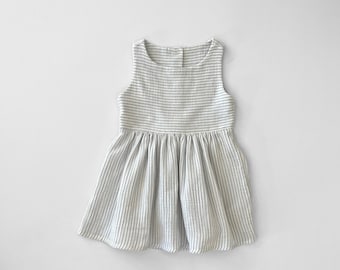 baby muslin dress, organic double gauze dress,  girls dress, baby girl muslin clothes, girl summer dress -sizes 0 - 6