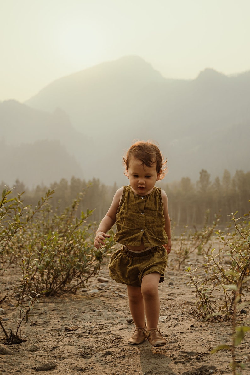 Kids linen tank top, linen top made in Australia, linen vest, kids tank top, baby linen clothes, gender neutral linen summer clothes image 3