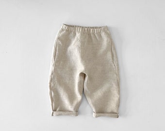 linen trousers kids, kids linen pants with pockets, linen slouchy pants, baby pants, baby trousers, kids linen clothes - 6m - 6 yrs