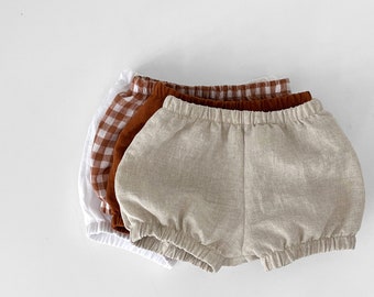 linen bloomers, baby bloomers, linen baby clothes, linen shorts, baby summer clothes, mustard bloomers, blue bloomers, - sizes 0-6yrs