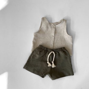 Kids linen tank top, linen top made in Australia, linen vest, kids tank top, baby linen clothes, gender neutral linen summer clothes image 8