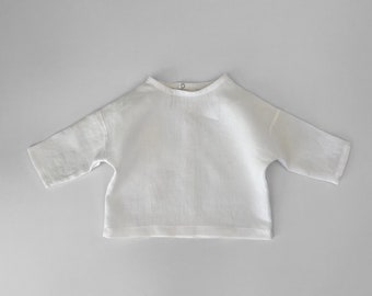 Kids linen shirt, baby linen top, baby linen clothes, gender neutral linen blouse long sleeve top stripy linen top 1-6yrs MADE IN AUSTRALIA