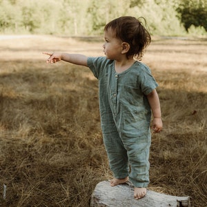 Kids linen jumpsuit, baby linen romper, linen overalls, summer romper, kids jumpsuit,  NB -0 years