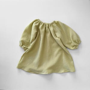 muslin smock dress, organic baby dress, baby muslin dress, organic double gauze dresses, girls dresses, baby double gauze clothes -0-6yrs