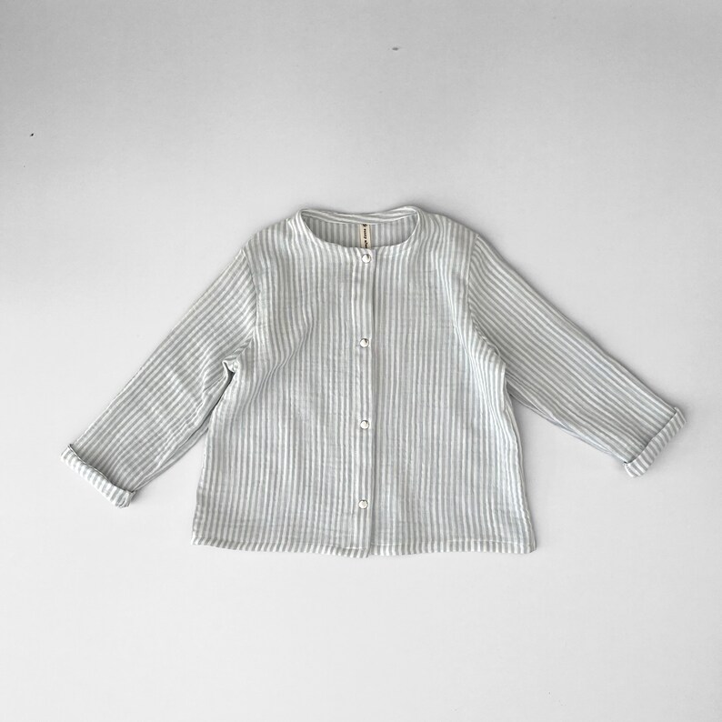 Kids muslin shirt, organic double gauze shirt, baby muslin shirt, organic boxy shirt, organic baby clothes, oversized kids t-shirt image 1