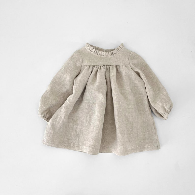 Linen dress girl, baby girl linen dress, ruffle collar dress, 1st birthday dress, girls linen clothing MADE IN AUSTRALIA image 2