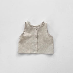 Kids linen tank top, linen top made in Australia, linen vest, kids tank top, baby linen clothes, gender neutral linen summer clothes image 2