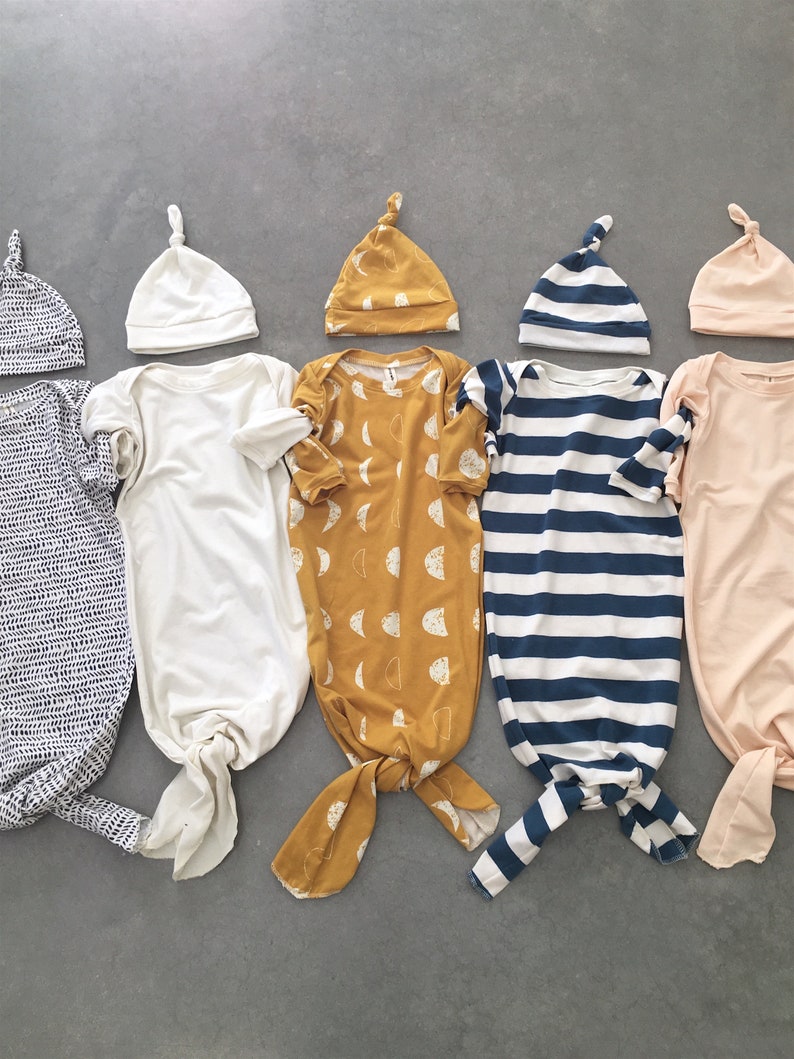 Baby gown knotted gown newborn gown going home outfit baby dusty blue