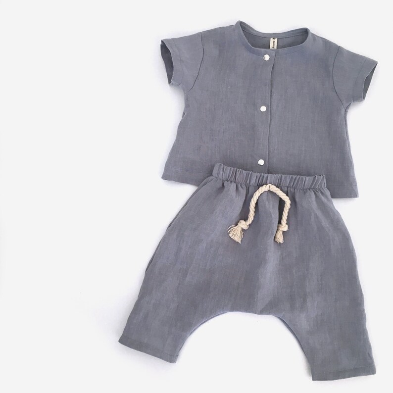 Boys linen clothes, kids linen clothing, boys linen shirt and pants set, baby linen pants, gender neutral linen clothes 0m - 6y