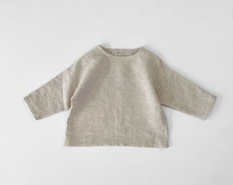 Linen shirt kids, baby linen shirt, gender neutral linen clothes, organic baby clothes, oversized kids t-shirt - sizes 2-6yrs