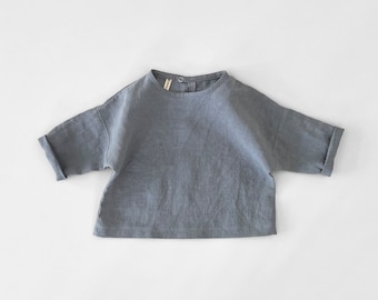 Chemise en lin pour enfants, chemise en lin pour bébé, vêtements en lin neutres, vêtements bio pour bébé, t-shirt surdimensionné pour enfants - tailles 2-6 ans