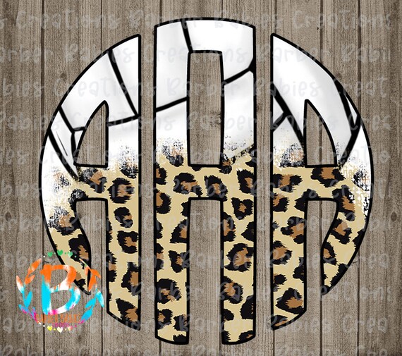 Full Alpha Set - Volleyball w/ Cheetah Fade - Circle Monogram - 26 High Def Files - Access via OneDrive - Cheetah - Sports - Volleyball