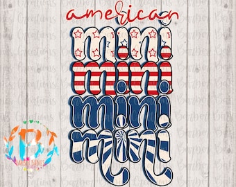 Mini PNG retrô americano – Estrelas, listras, design retrô (download digital)