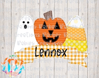 Ready to Press - Sublimation Transfer - Little Boys - Halloween Trio - Custom - Ghost/Pumpkin/Candy Corn