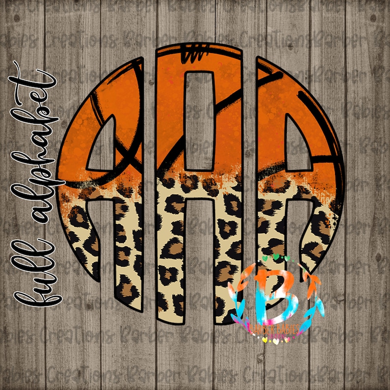 May include: A digital design featuring the letters AAA in a circular arrangement. The letters are orange with black accents and a leopard print pattern. The words "full alphabet" are written vertically on the left side. The background is a wood grain texture.