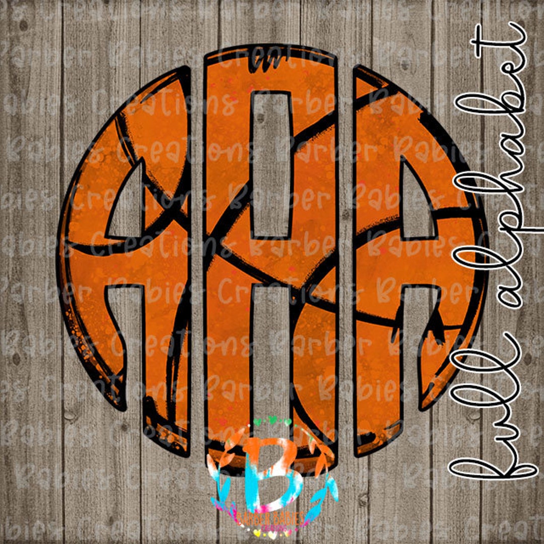 Full Alpha Set Basketball Solid Circle Monogram 26 High Definition