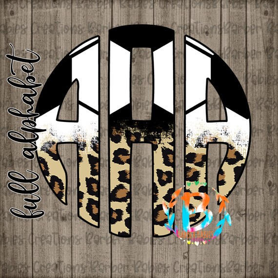 Full Alpha Set - Soccer w/ Cheetah Fade - Circle Monogram - 26 High Definition Files - Access via OneDrive - Sports - Soccer Ball