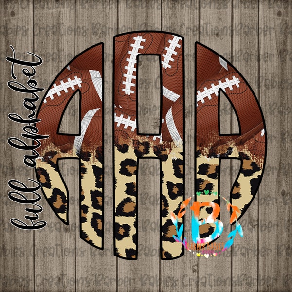 Football/Cheetah|Circle Monogram|Full Alphabet - 26 Files|PNG - Access via One Drive