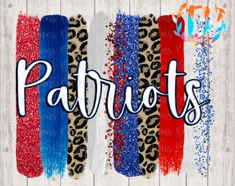 Ready to Press - Sublimation Transfer - Patriots - Red White and Blue w/ Cheetah - Custom Brushstroke - Patriotic - Teams