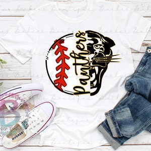Ready to Press - Sublimation Transfer - Baseball - Panthers - Half and Half - Mascot - Black and Gold - Panthers Baseball - Sport
