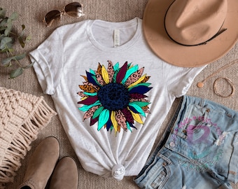 Sunflower Cheetah Print Sublimation Transfer – Ready to Press Design (Teal, Navy, Maroon)