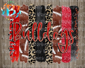 Ready to Press - Sublimation Transfer - Cheetah/Black/Red - Bulldogs - Custom Design - Football