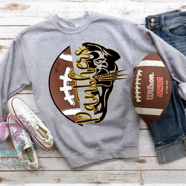 Ready to Press - Sublimation Transfer - Panthers - Mascot - Half Football/Panther - Football - Custom