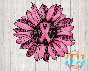 Ready to Press - Sublimation Transfer - Breast Cancer Awareness - Pink Ribbon - Sunflower - Breast Cancer Ribbon