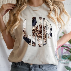 Ready to Press - Sublimation Transfer - Monogram - Scalloped OR Circle Monogram - Cowhide and Cheetah Monogrsam - Mix - Initials - Custom