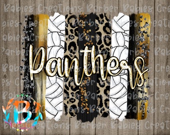 Ready to Press - Sublimation Transfer - Black and Gold - Panthers - Volleyball