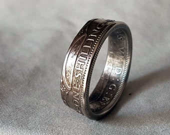 Hand Made Coin Ring - UK/British 1948 Shilling - Size S / 19mm