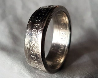 Hand Made Coin Ring - UK/British 1948 Two Shillings / two Bob - Size W / 20,5mm