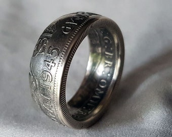 Hand Made Coin Ring - UK/British 1945 Half Crown - Size W / 20,75mm