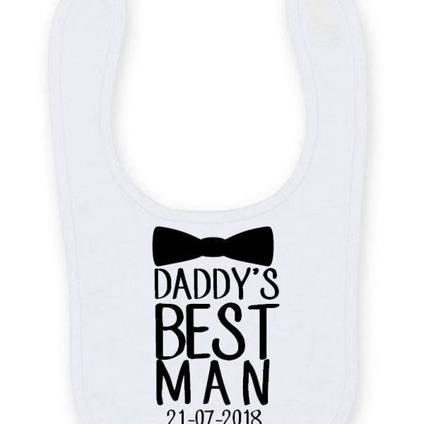 Daddy's Best Man Baby Bib, Cute Wedding Baby Easy Fasten Bib Bow Tie