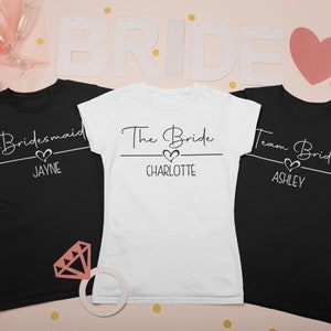 Bachelorette Party Shirts, Bride Gift Team Bride Shirt, Hen Party Wedding Party Tshirt, Personalised Hen Party T Shirts, Bridal Party Shirts image 4