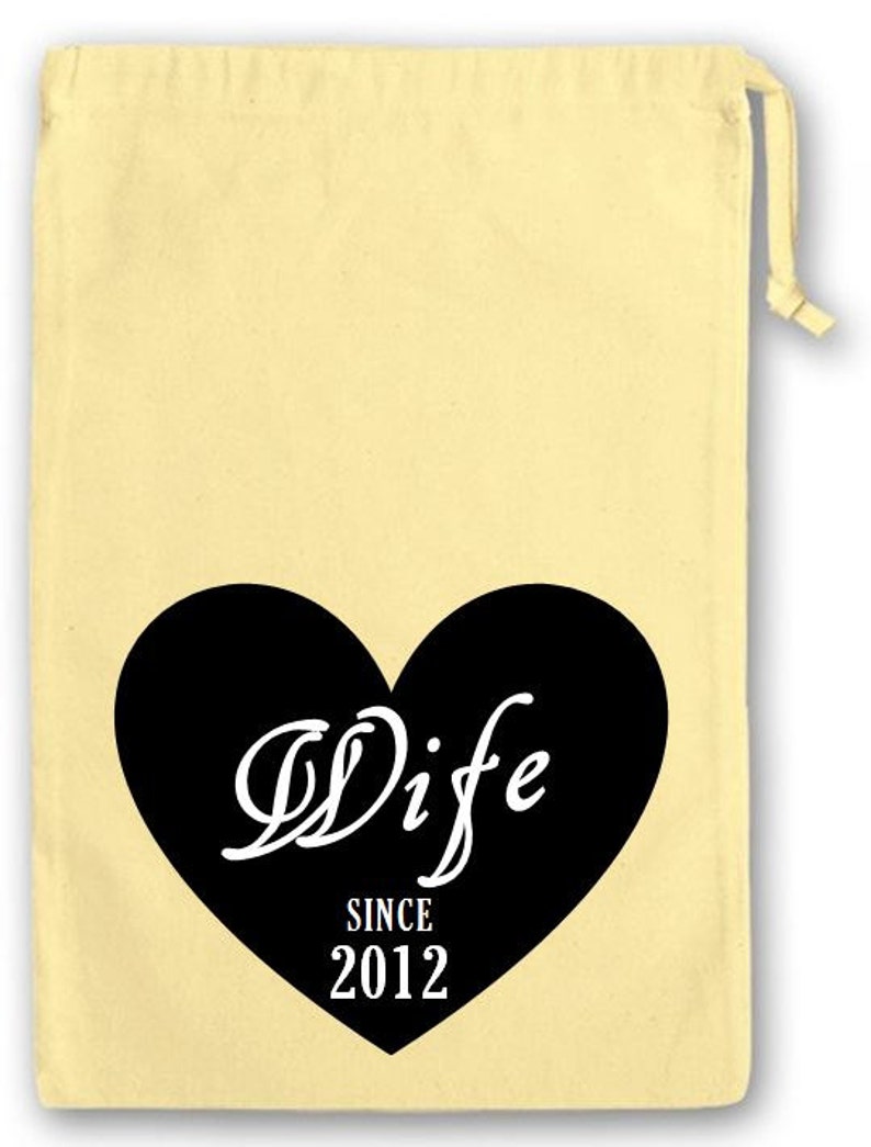 Personalized Anniversary Drawstring Cotton Gift Bag Love Heart Etsy