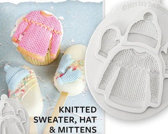 Hat Sweater Mittens Silicone Mould, Winter Clothes, Christmas Cookies Cakesicles Cupcakes Cake Decoration, Sugar Paste Fondant Clay