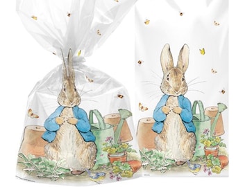 20 Peter Rabbit Cello Bags, Beatrix Potter, Easter Party Favour Bags, 1st Birthday Gift Wrap, Baby Shower 12.5 x 28.5cm