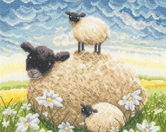 Cross Stitch Kit, Double Trouble, Lucy Pittaway Sheep, Rural Landscape Countryside, Bothy Threads, Sewing Needlework Embroidery Gift