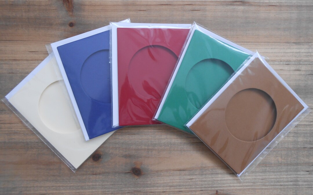 5 Small Aperture Card Blanks and Envelopes Trifold Circle Etsy