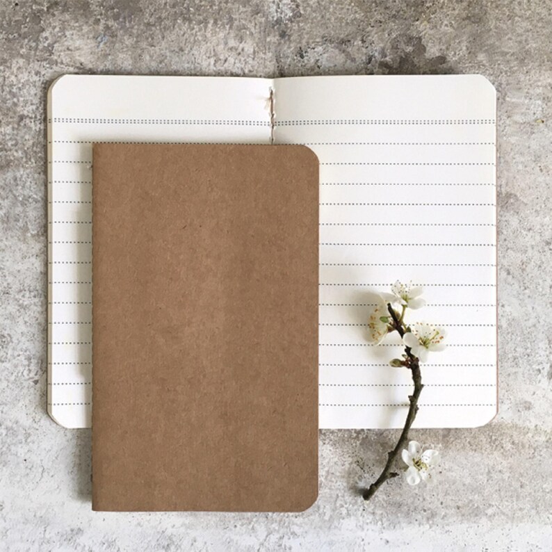 Small Slim Note Book Jotter - Personal Stationery - Various Designs Plain Brown Kraft