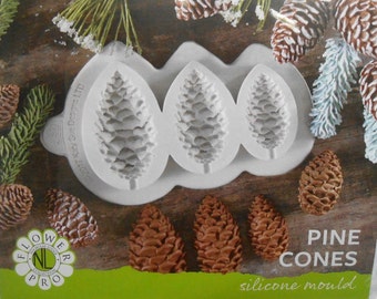 Pine Cones Silicone Mould, Cookies Cupcakes Party Cake Decoration, Sugar Paste Fondant Marzipan Wax Modelling Clay, Autumn Christmas Wreaths