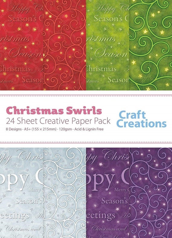 Download Patterned Paper Pack Christmas Swirls Craft Creations A5 Etsy PSD Mockup Templates