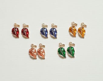 10 Small Metal Autumn Leaf Charms - Jewellery Making