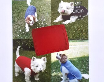 Dog Coats Knitting Pattern with Pet Blanket, King Cole Printed A4 Pattern K9, Plain and Cable Designs, DK and Aran Yarn