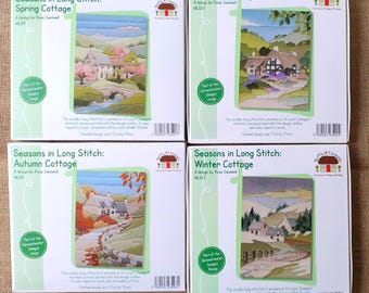 Seasons Long Stitch Kit: Cottages, Spring Summer Autumn Winter, Bothy Threads Needlework